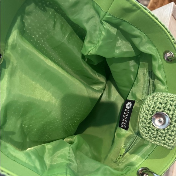 Maggie Barnes Green Tote Bag‎ with Bamboo Handles - Picture 4 of 5